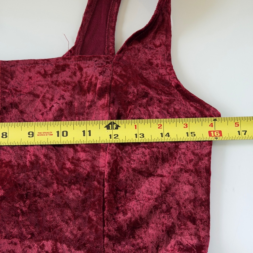Burgundy Crushed Velvet X-Back Dress Grunge Goth Vintage 90s Medium - Picture 4 of 9